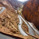 kanio, morocco, dades, africa, mountains, the valley of the, landscape, african, nature, beautiful, strait, gorge, travels, tourism, car, way, serpentine, turns, car wallpapers, threat